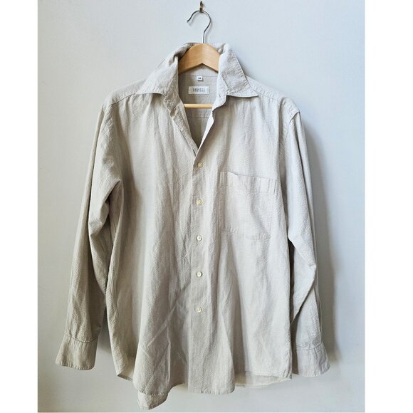 90's Barney's of New York Oversized Textured Striped Cotton Dress Shirt Medium M - Picture 1 of 5